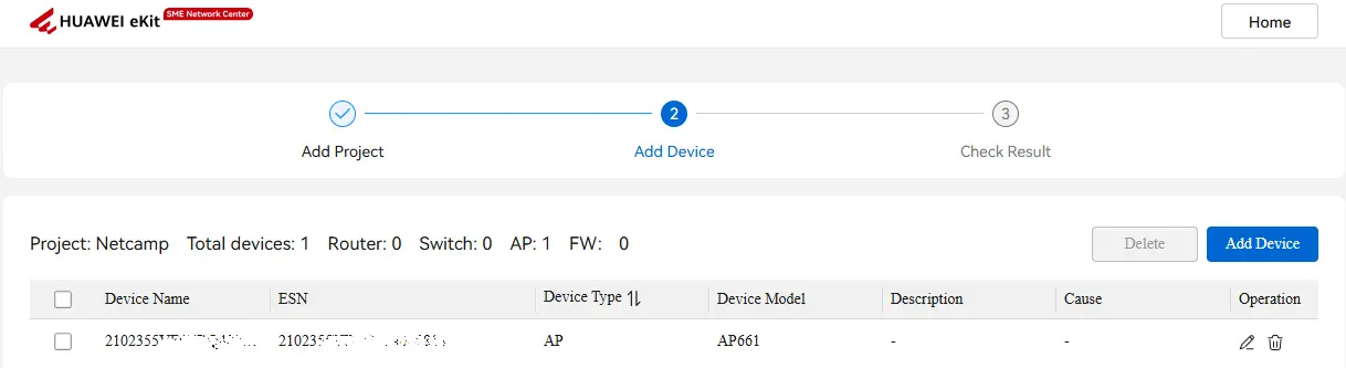 Huawei eKit add device to cloud