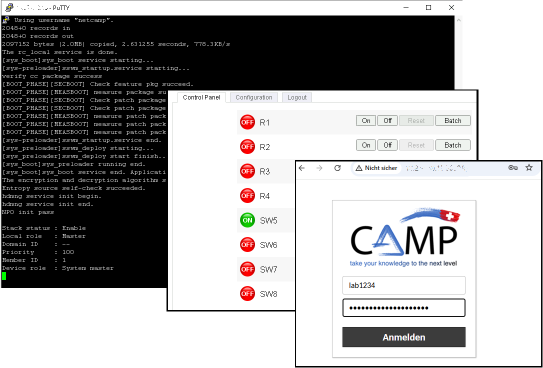 Screenshots Netcamp Remote Lab