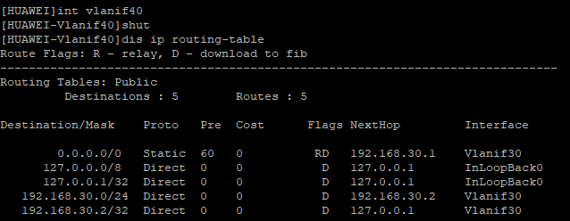 Huawei IP SLA/NQA when shutting down interface