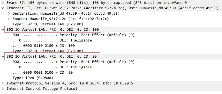 Huawei QinQ Wireshark capture Huawei QinQ Wireshark capture