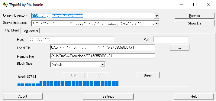 Nokia ONT software upload with TFTP