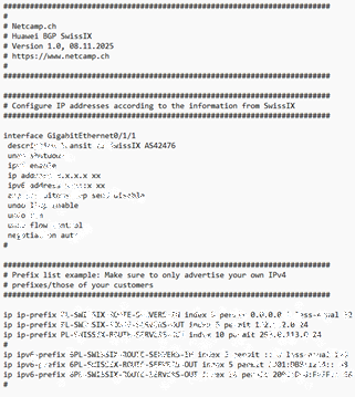 Configuration template Huawei BGP SwissIX Configuration template Huawei BGP SwissIX